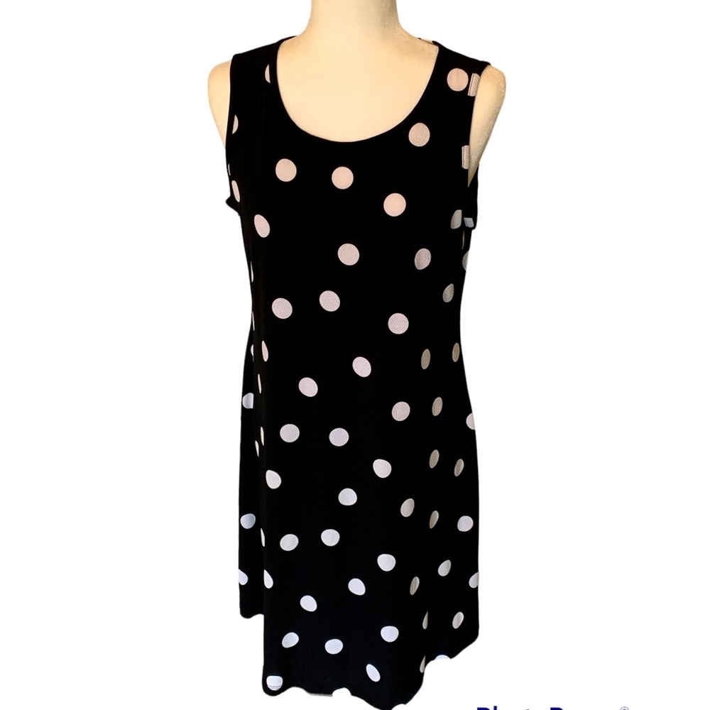 RONNI NICOLE Black with White Dots Jersey Dress Size Medium *NEW*